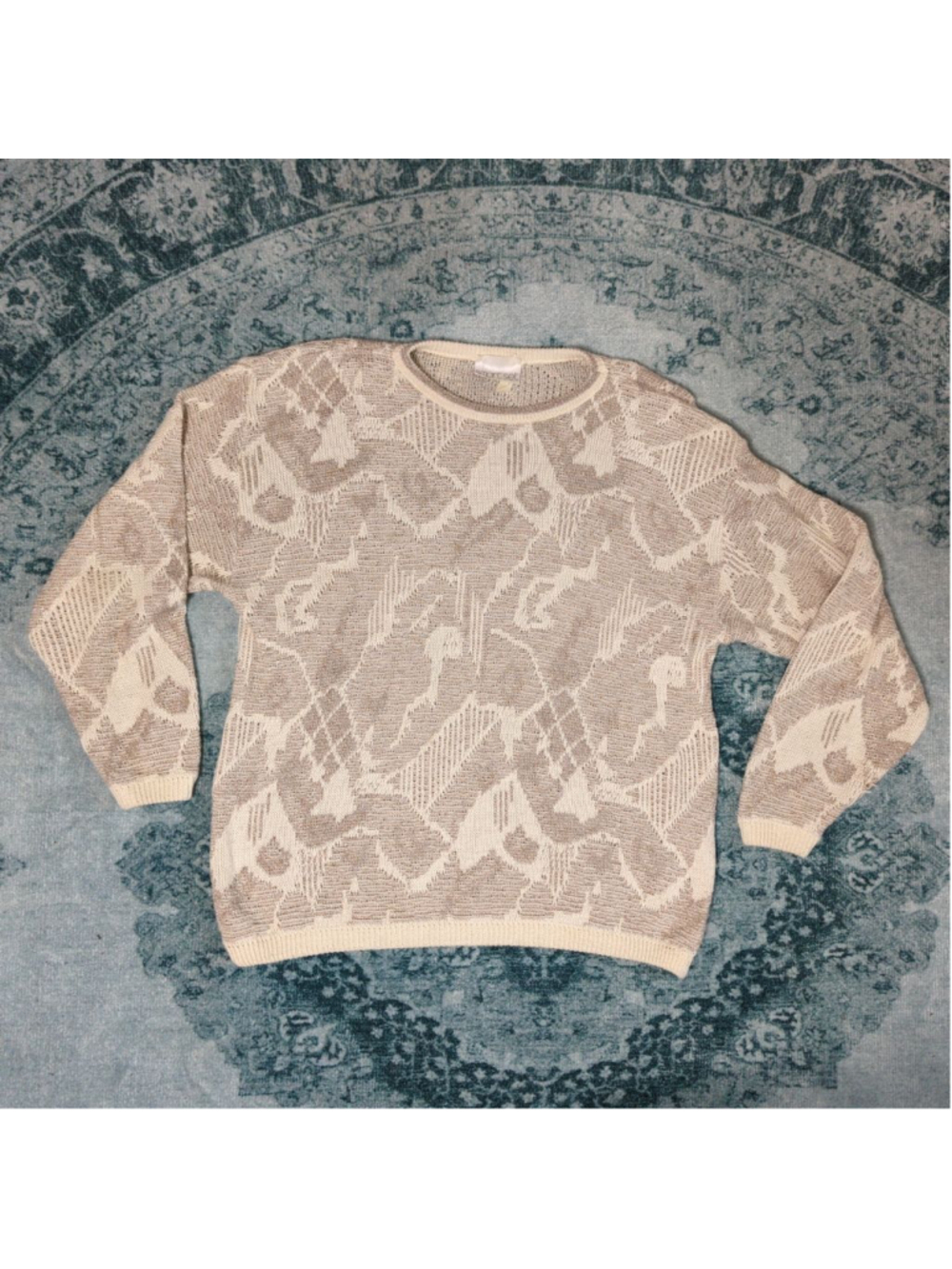 Vintage 90s Smart Set Metallic Gold Knit Crewneck Sweater Large - Picture 11 of 14